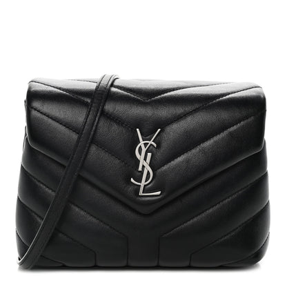 Saint Laurent Calfskin Y Quilted Monogram Toy Loulou Crossbody Bag Black 1 of 17