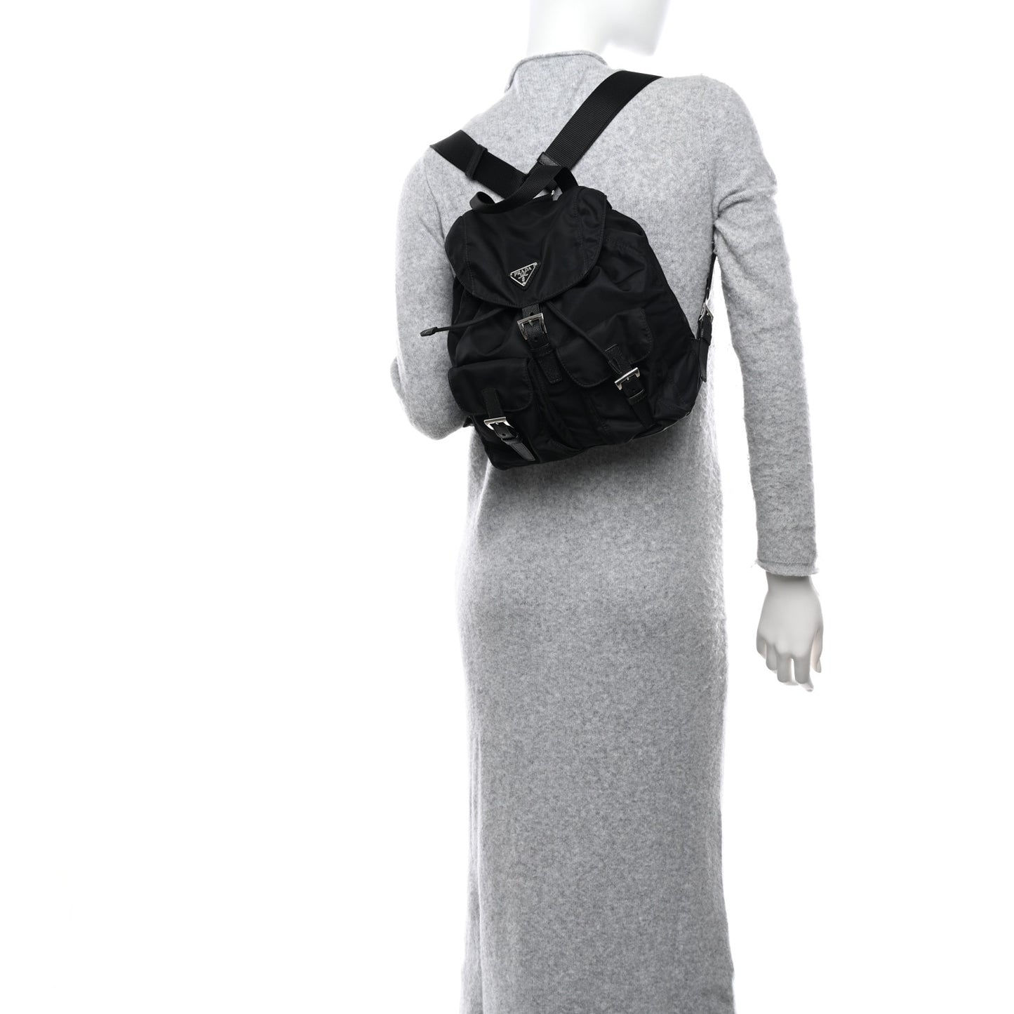 Tessuto Nylon Saffiano Small Backpack Black