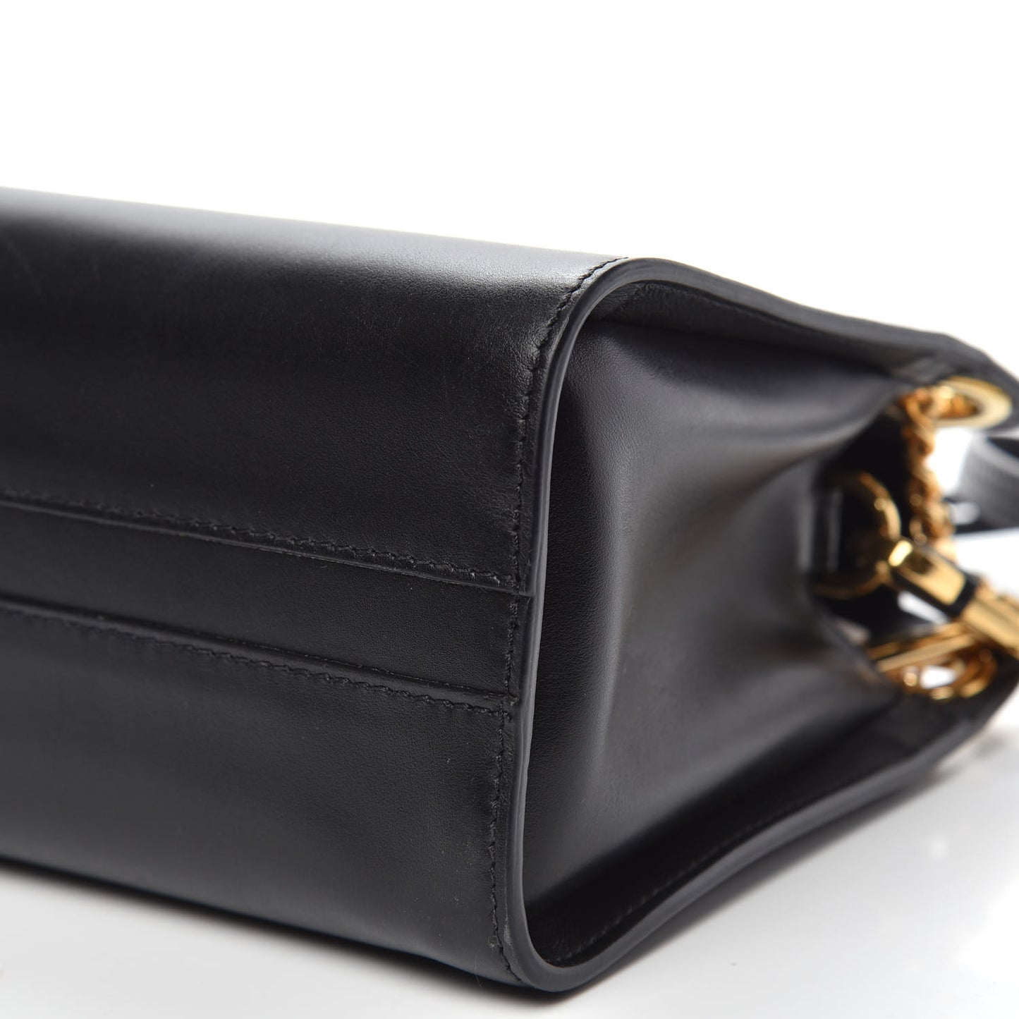 Shiny Calfskin Mini Annie Shoulder Bag Black