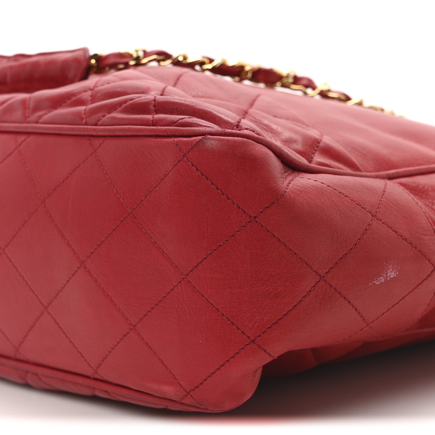 Chanel Lambskin Quilted Shoulder Bag Red 20 of 21