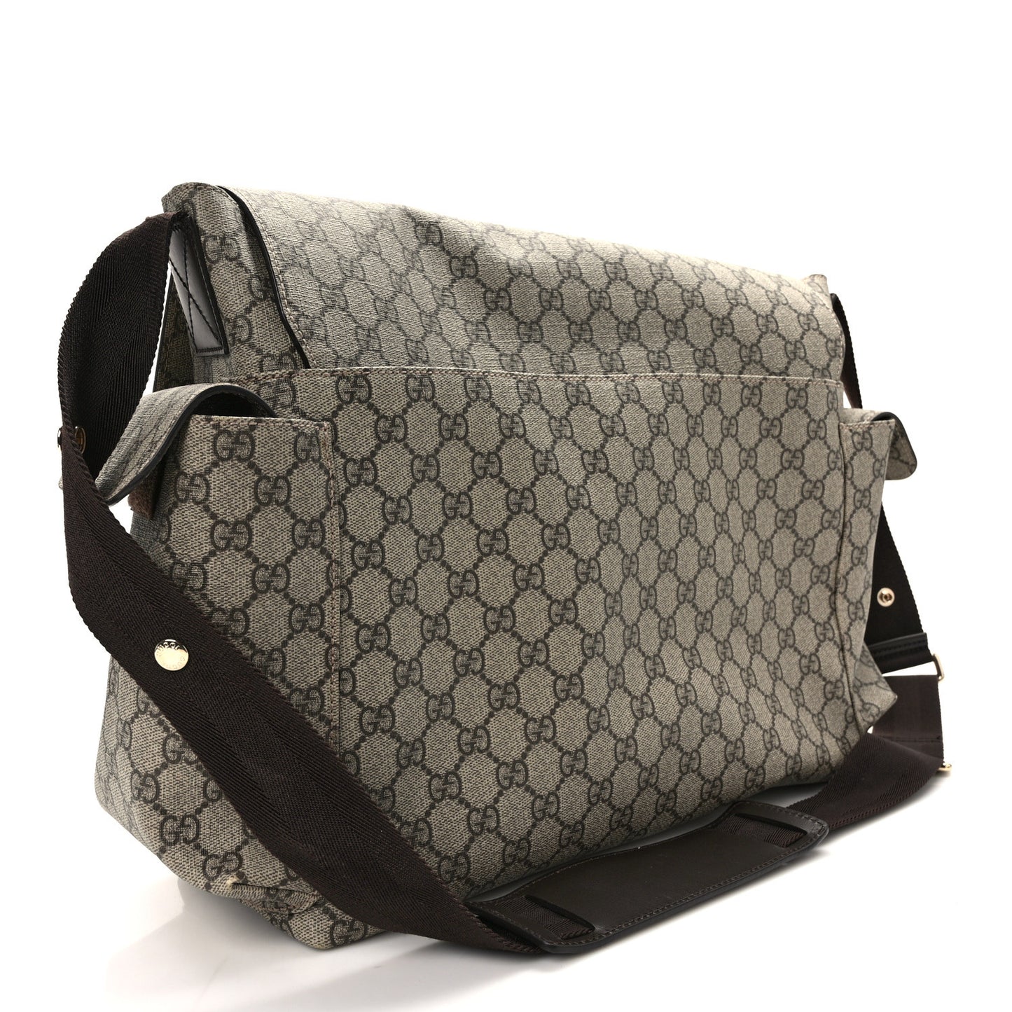 GG Plus Monogram Messenger Diaper Bag Dark Brown