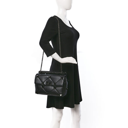 Valentino Garavani Nappa Monochrome Large Roman Stud Shoulder Bag Black 2 of 9