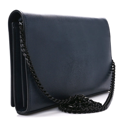 Saint Laurent Grain De Poudre Monogram Chain Wallet Marine 3 of 12