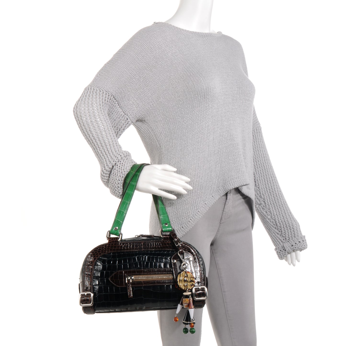 Crocodile Colour Buckles Bag Green