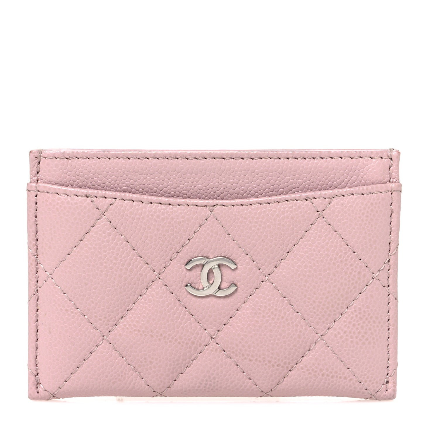 Caviar Quilted Card Holder Light Pink