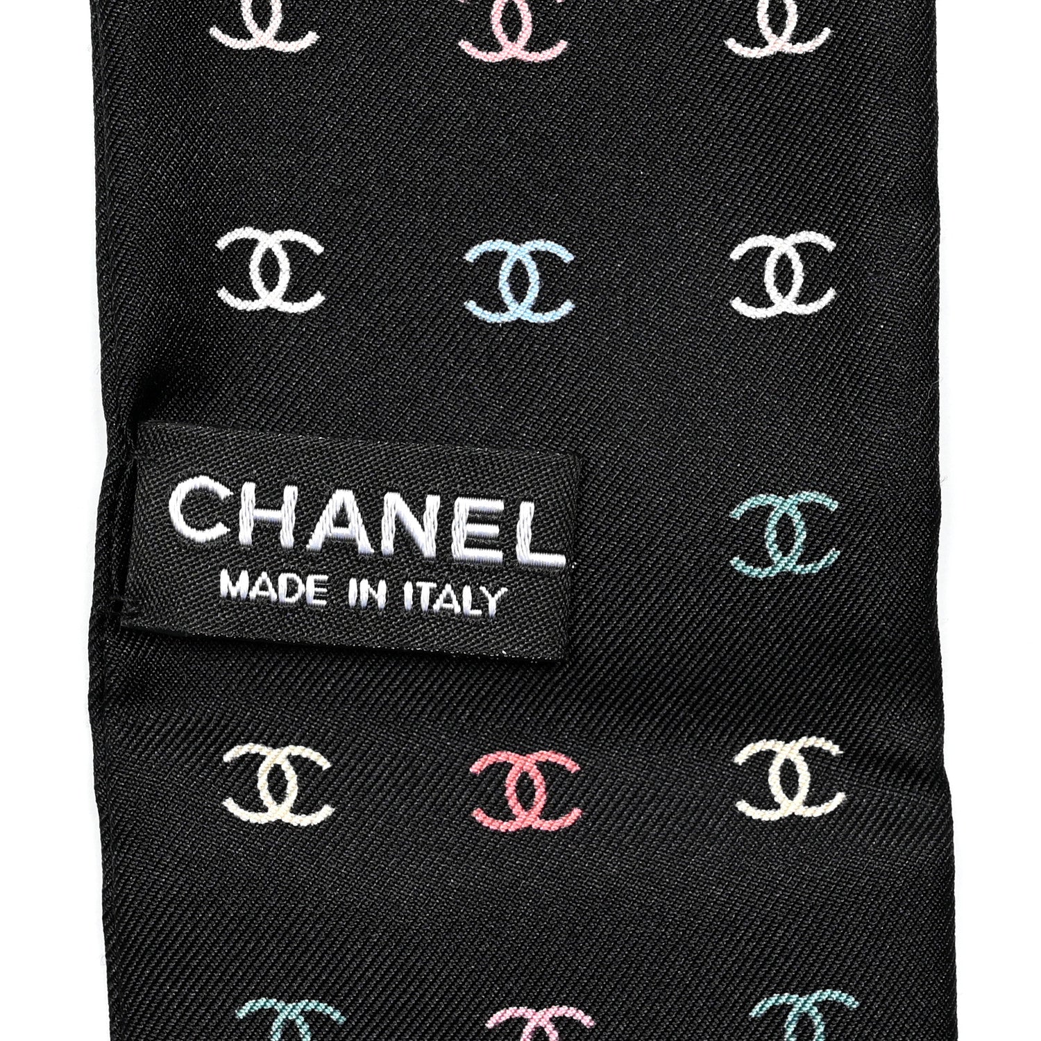Chanel Silk Polka Dot CC Slim Bandeau Scarf Black Multicolor 3 of 4