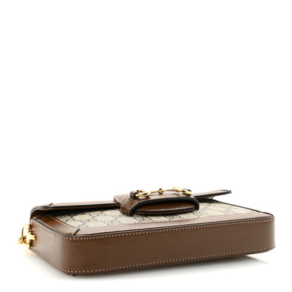 Gucci GG Supreme Monogram Azalea Calfskin Horsebit 1955 Mini Bag Beige Ebony Brown Sugar 5 of 11
