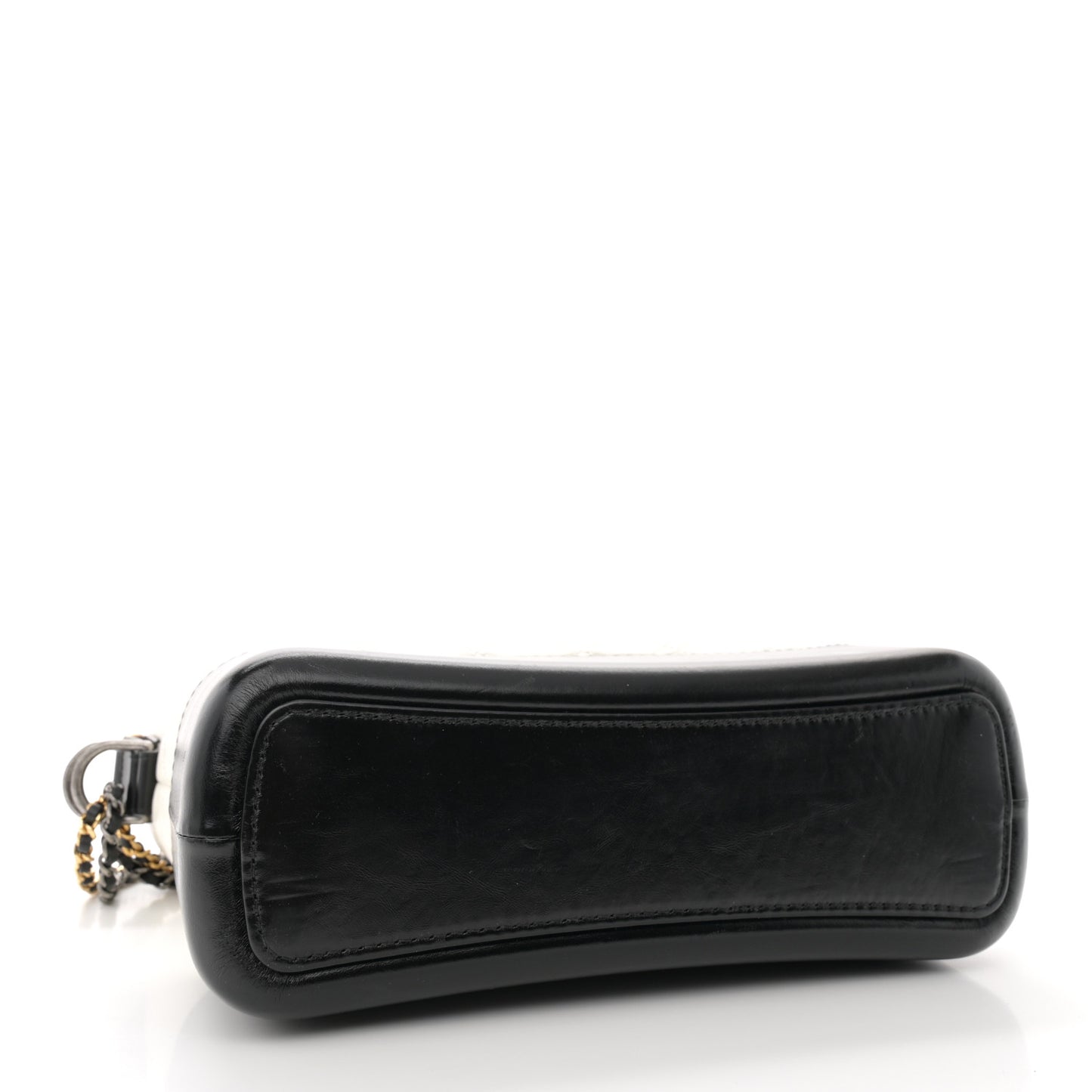Aged Calfskin Quilted Medium Gabrielle Hobo Black White