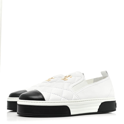 Chanel Lambskin Quilted Womens CC Stroll Sneakers 38 White 3 of 9