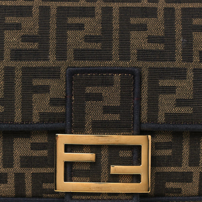Fendi Fabric Jacquard FF 1974 Medium Baguette Tobacco Moro Black 8 of 17