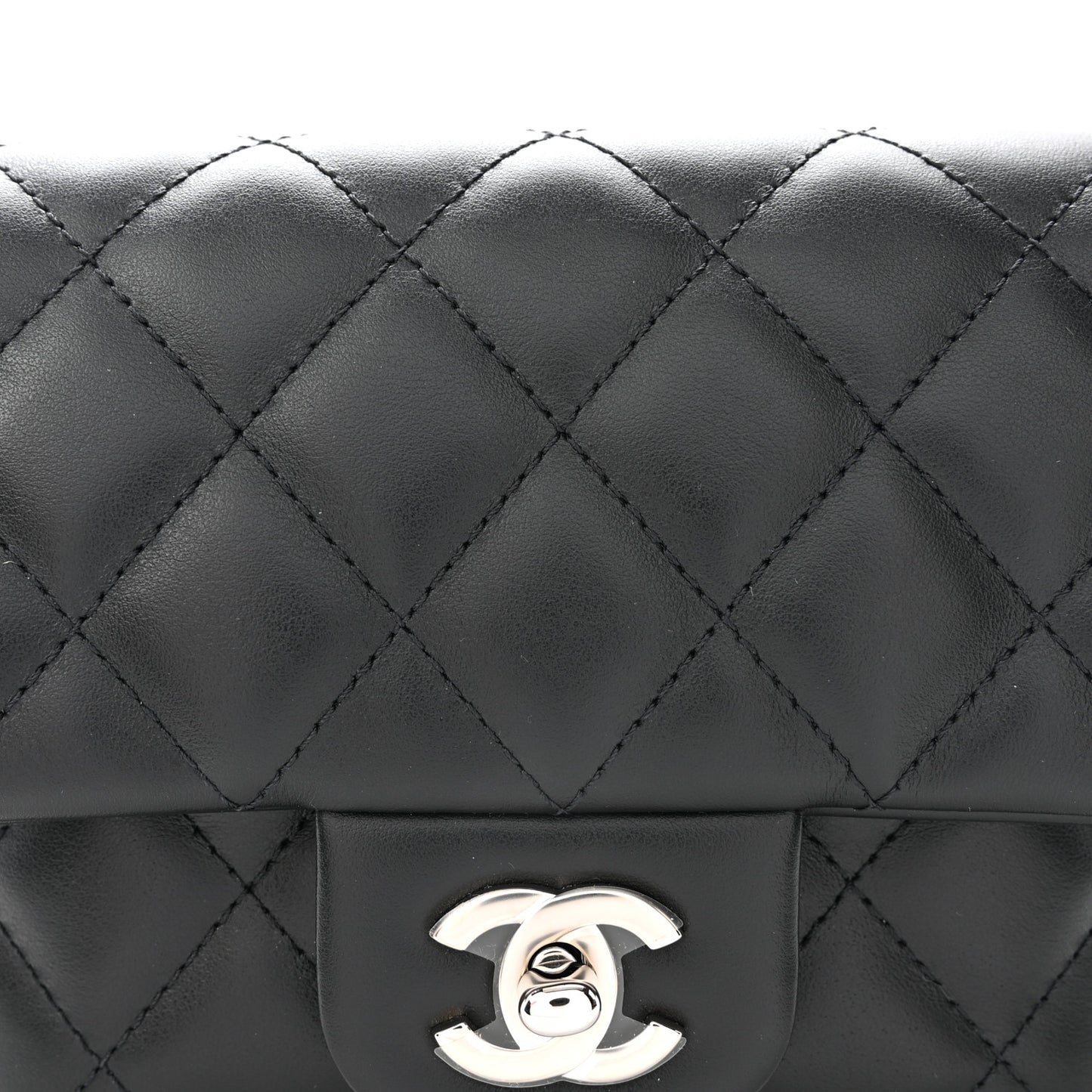 Calfskin Quilted CC Uniform Flap Belt Bag Black