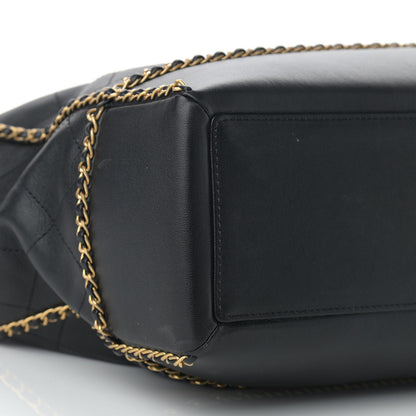Chanel Calfskin Quilted Chain Lines Shopping Tote Black 9 of 11