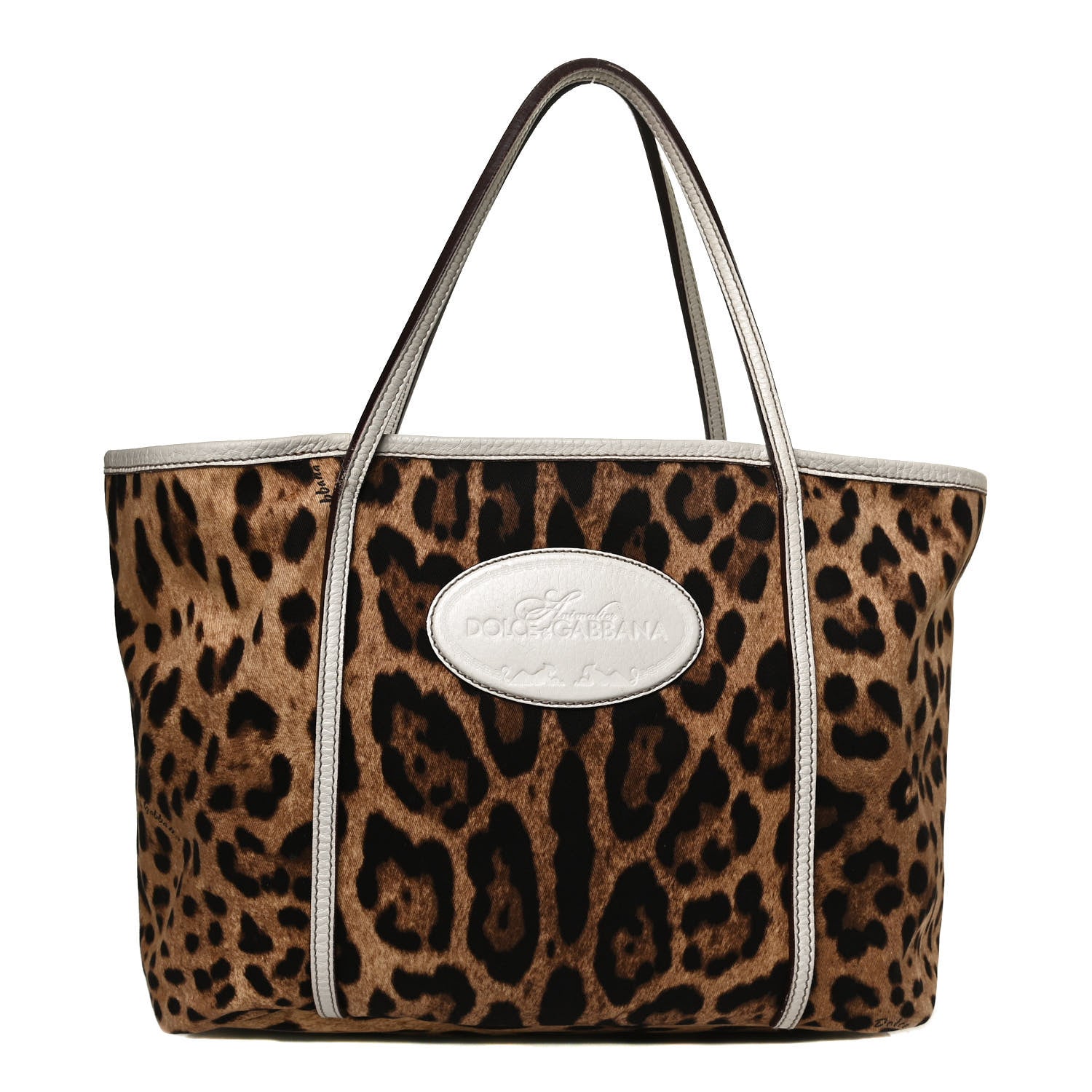 Dolce & Gabbana Canvas Leopard Print Medium Tote White 1 of 10