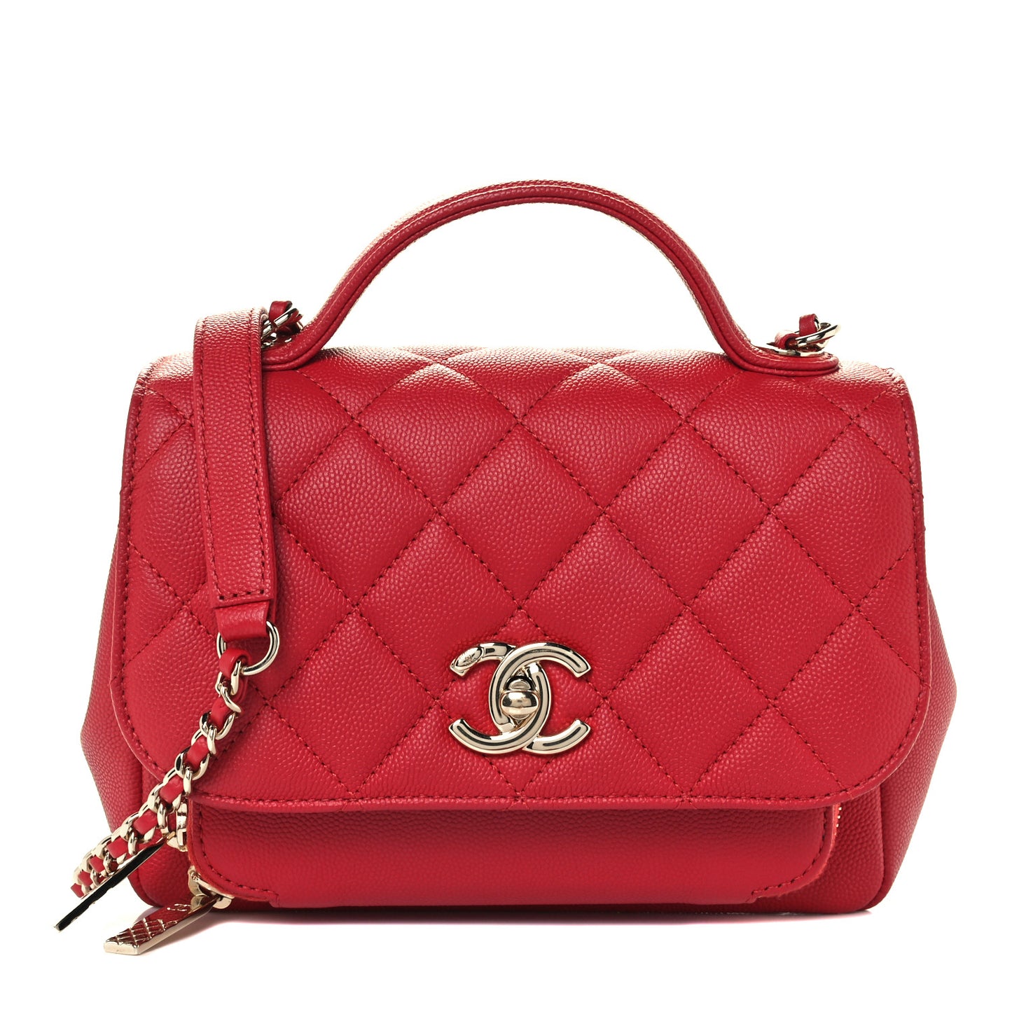 Caviar Quilted Small Business Affinity Flap Red
