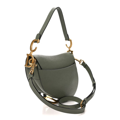 Christian Dior Grained Calfskin Saddle Bag With Strap Sage Green 3 of 10