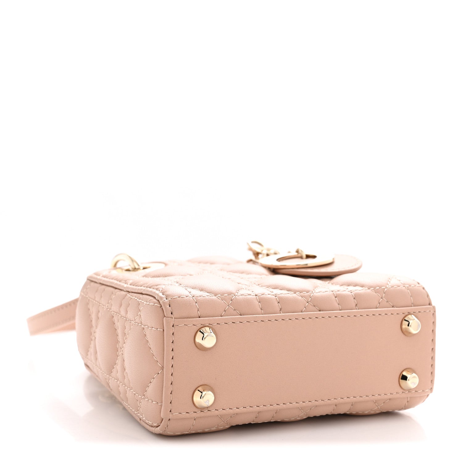 Christian Dior Lambskin Cannage Micro Lady Dior Rose Des Vents 4 of 11