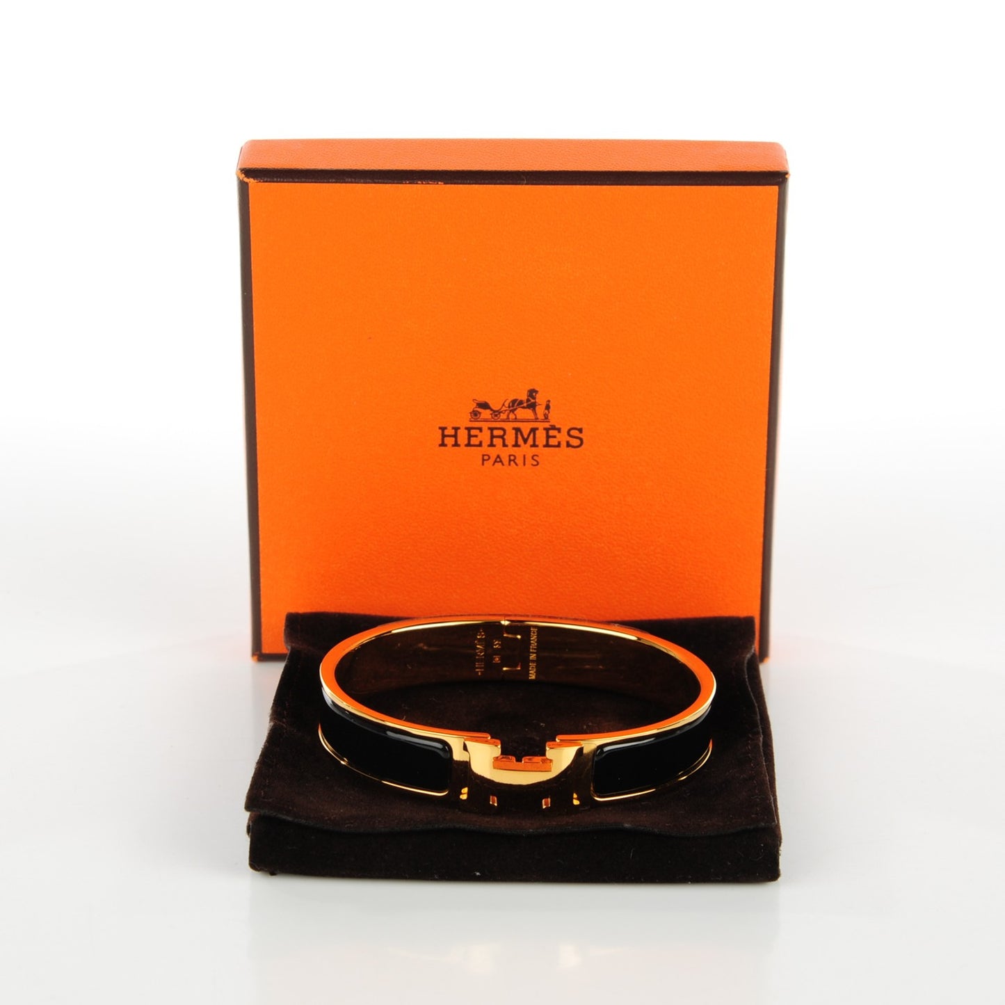 Enamel Narrow Clic Clac H Bracelet GM Black