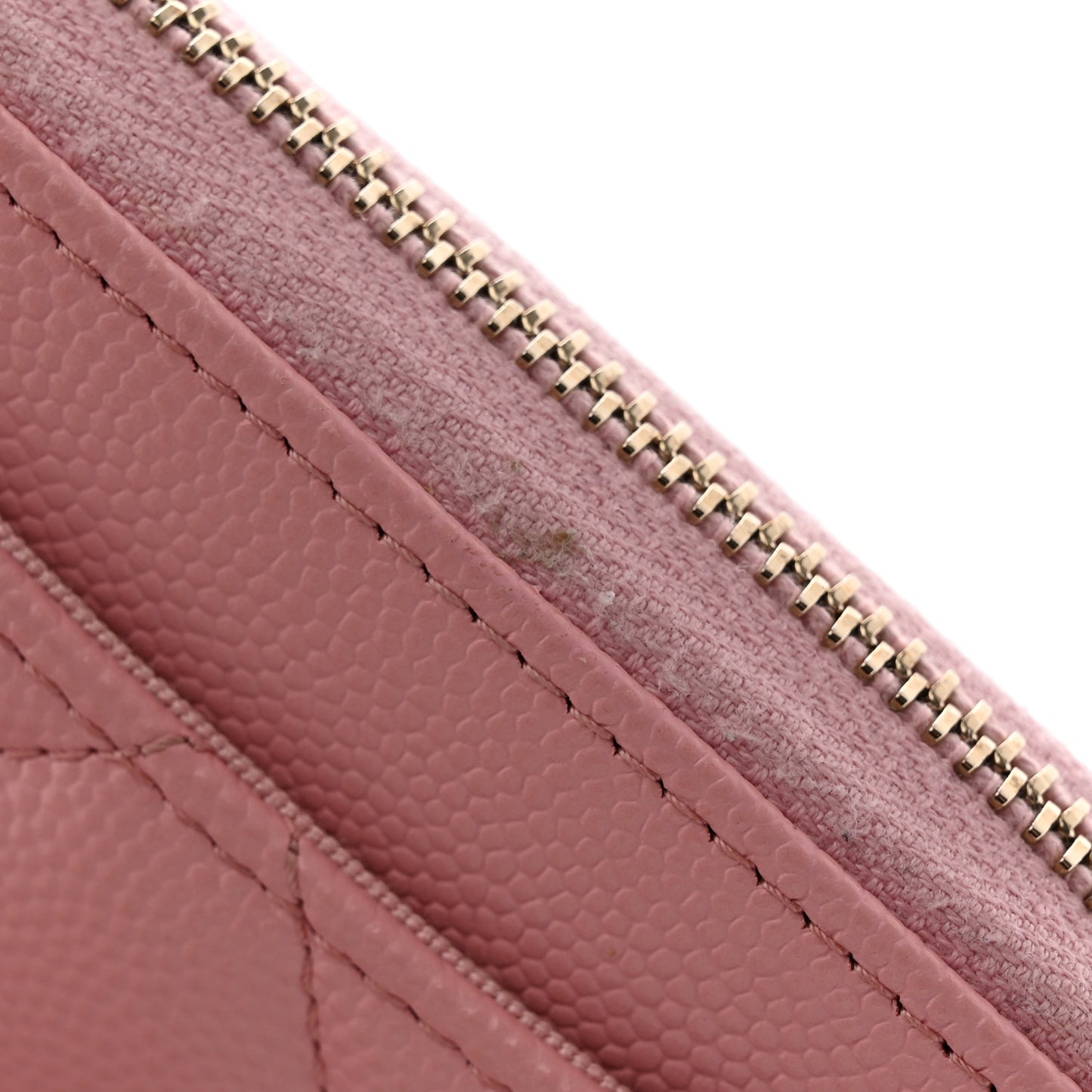 Caviar Quilted Zip Coin Purse Pink