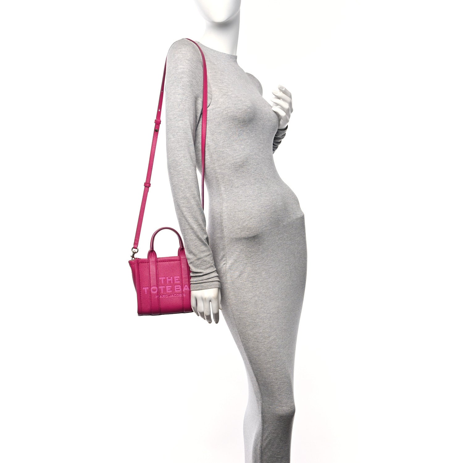 Marc Jacobs Grained Calfskin Mini The Tote Bag Lipstick Pink 2 of 9