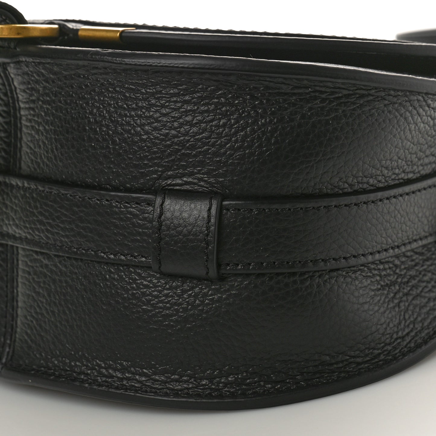 Grained Calfskin Small Marcie Saddle Bag Black