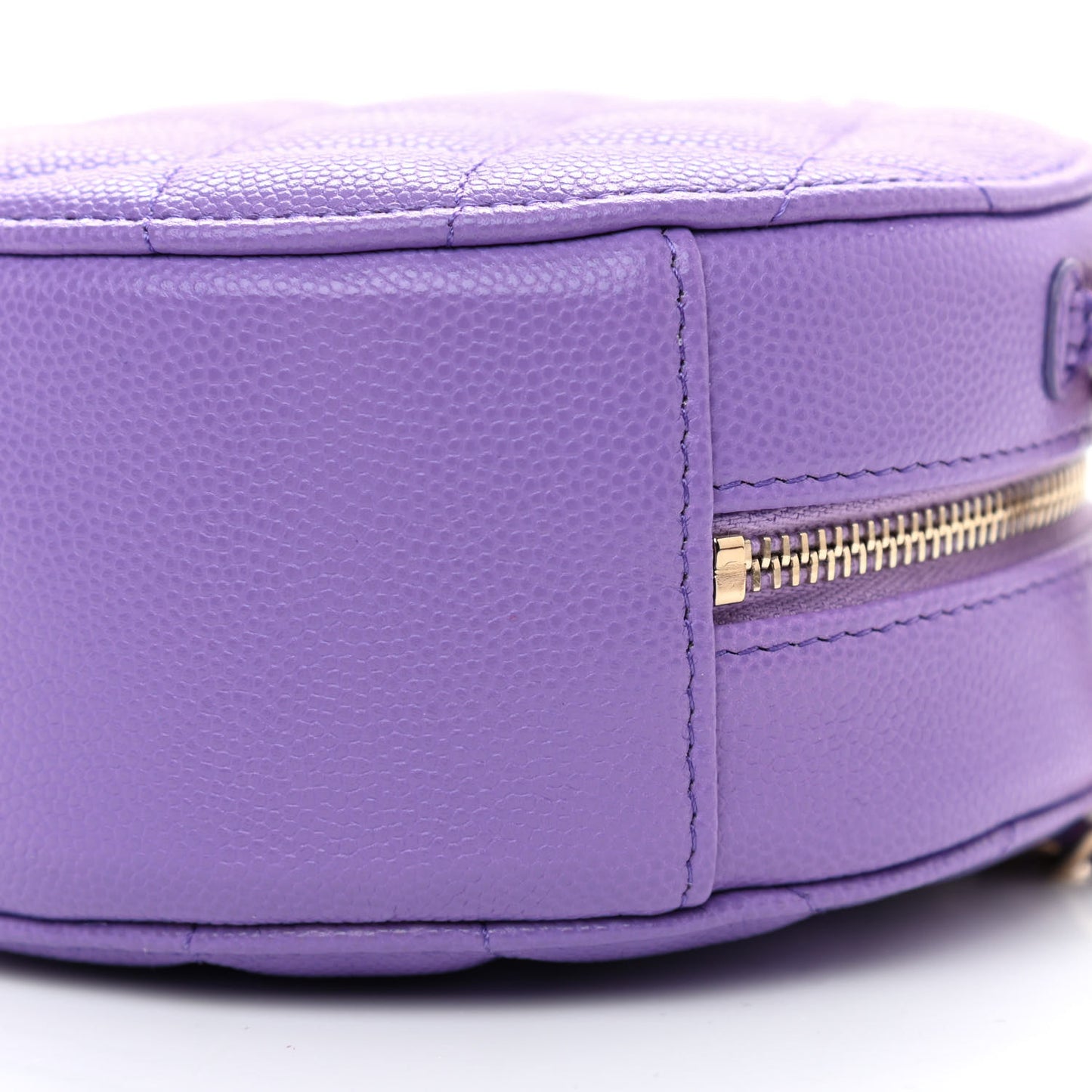 Caviar Quilted Round Clutch With Chain Purple