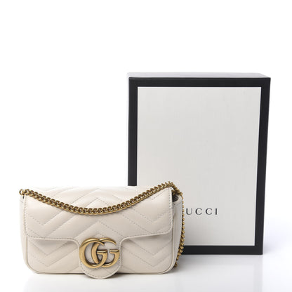 Gucci Calfskin Matelasse Super Mini GG Marmont Shoulder Bag White 11 of 11