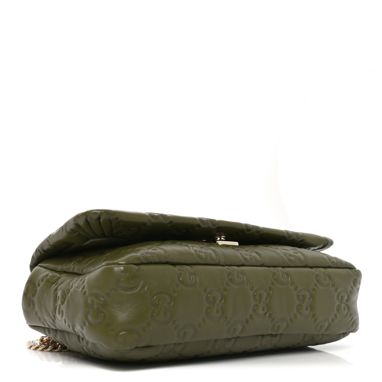 Gucci Lambskin Embossed Mini GG Milano Top Handle Shoulder Bag Green 4 of 10
