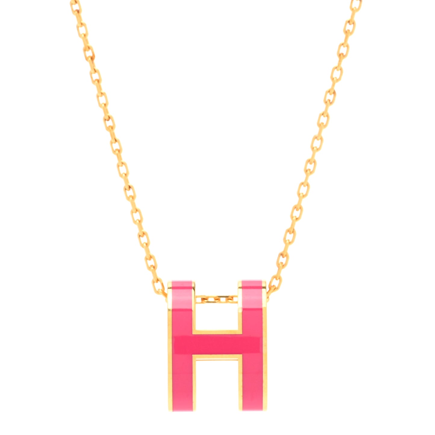 Lacquered Gold Pop H Pendant Necklace Rose Extreme