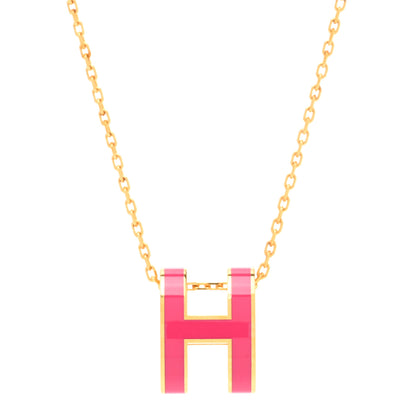 Hermes Lacquered Gold Pop H Pendant Necklace Rose Extreme 4 of 7
