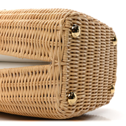 Prada Wicker Canvas Panier Bucket Bag Naturale White 8 of 9