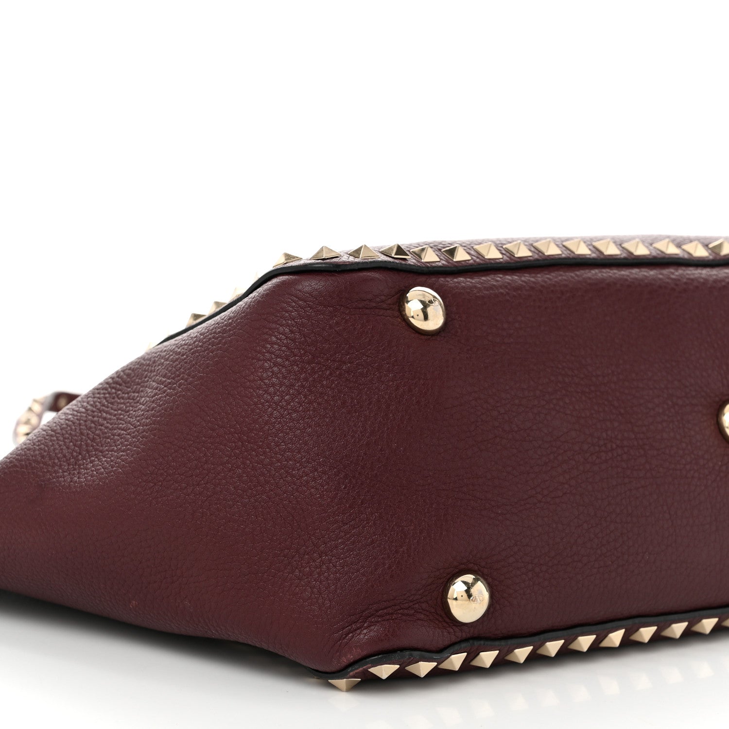 Valentino Garavani Pebbled Calfskin Medium Rockstud Tote Rubin 8 of 9