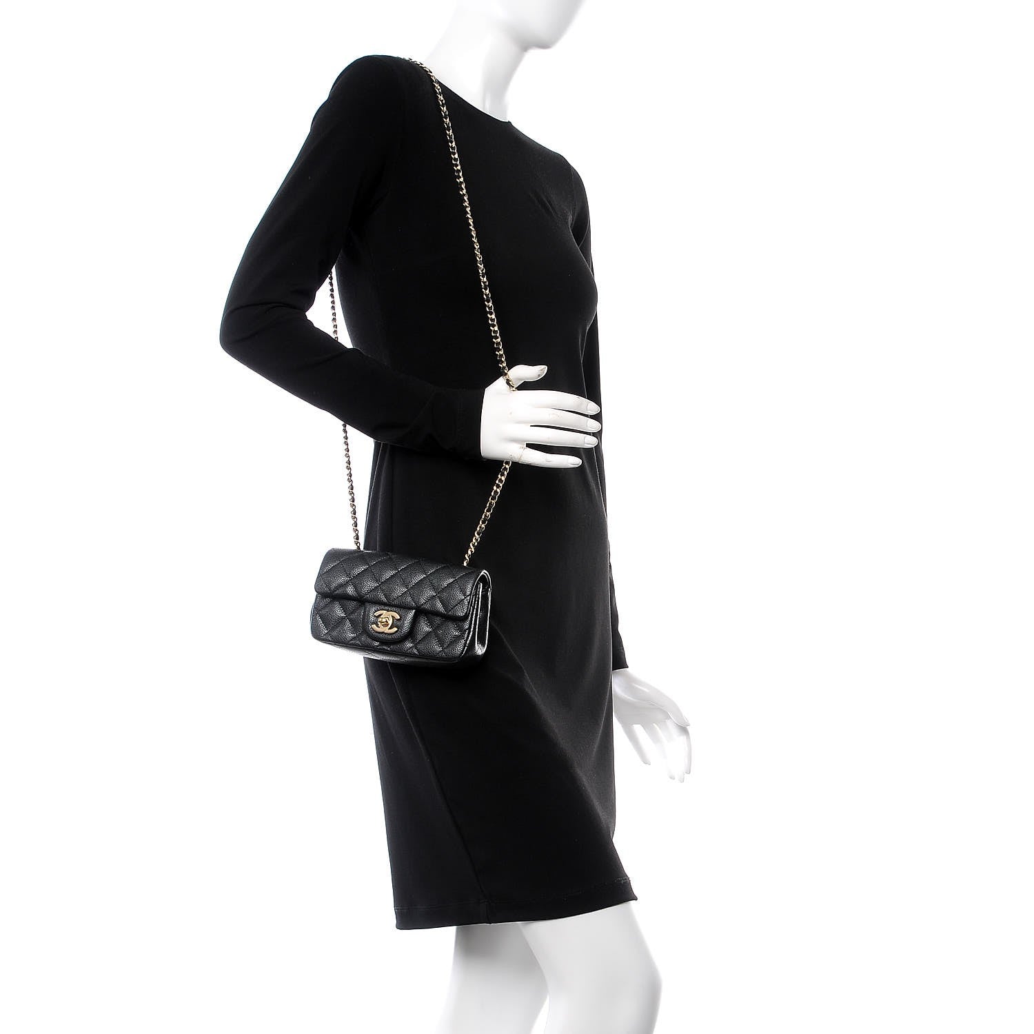 Chanel Metallic Caviar Quilted Extra Mini Flap Black 2 of 8