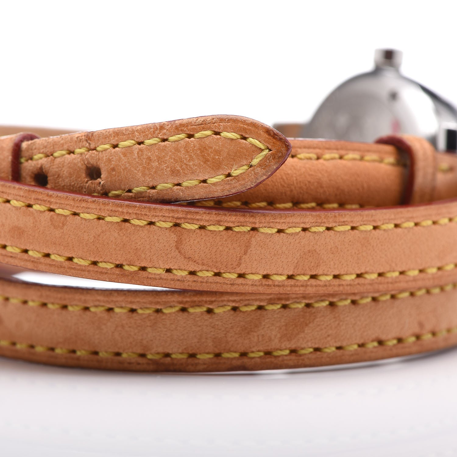 Louis Vuitton Stainless Steel Vachetta 28mm Tambour Triple Wrap Quartz Watch Brown 7 of 10