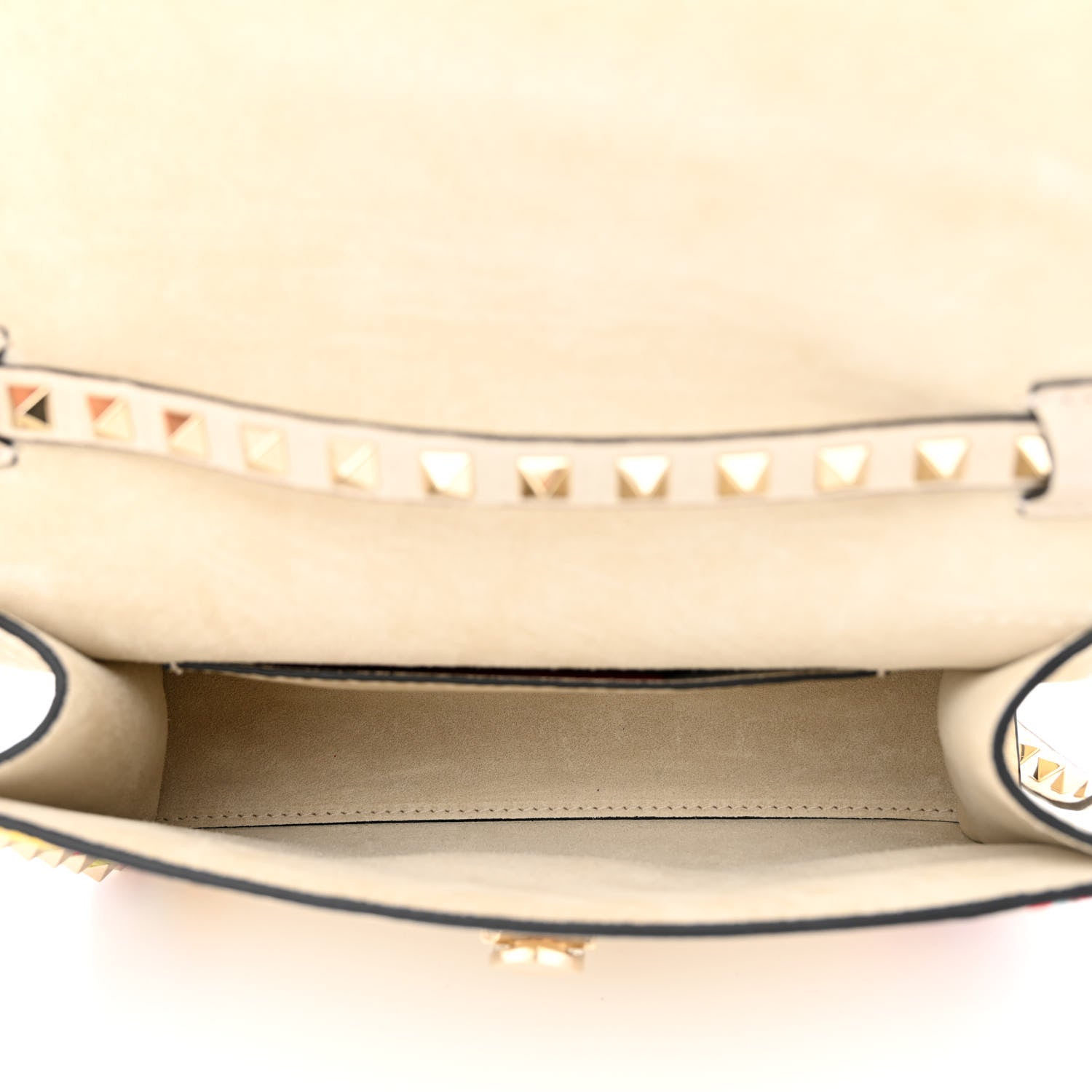 Valentino Garavani Pebbled Calfskin Embroidered Medium Rockstud Flip Lock Crossbody Bag Ivory 5 of 12