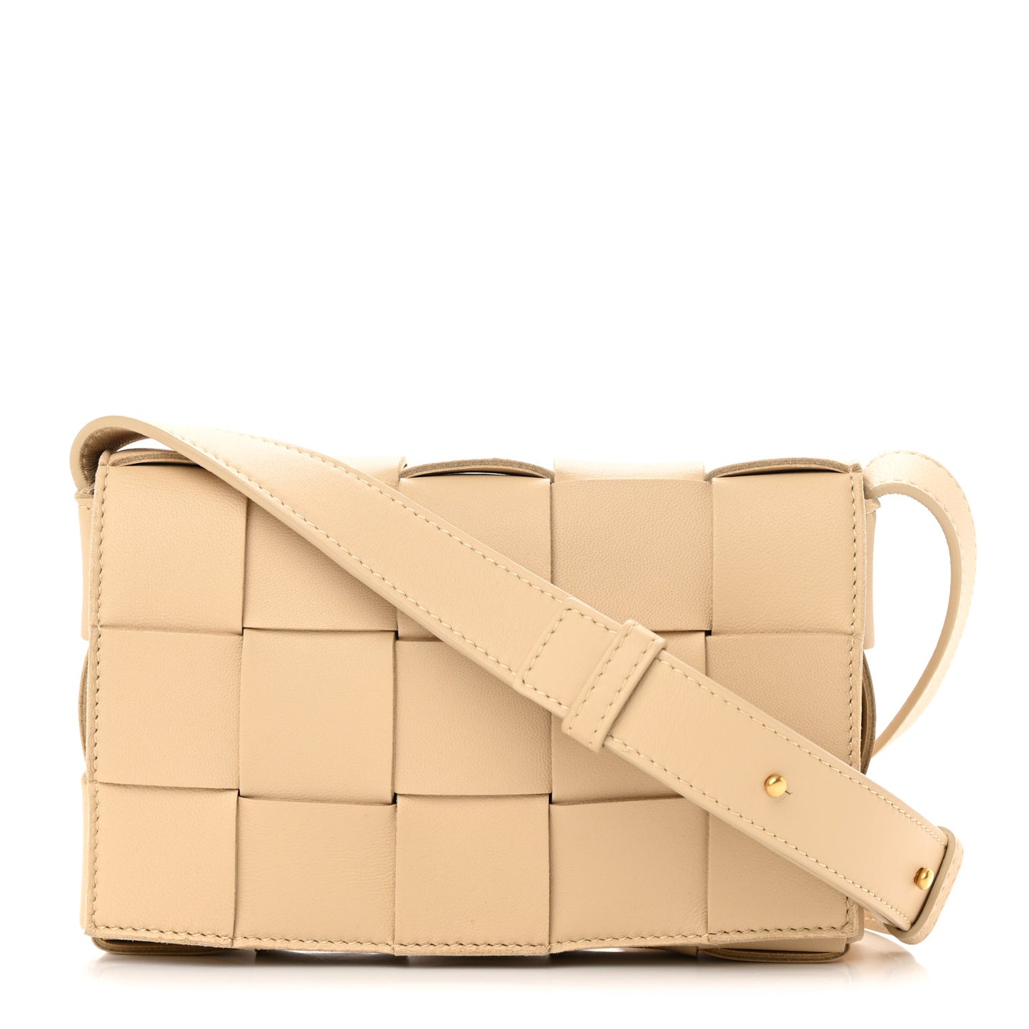Lambskin Maxi Intrecciato Small Cassette Crossbody Bag Porridge