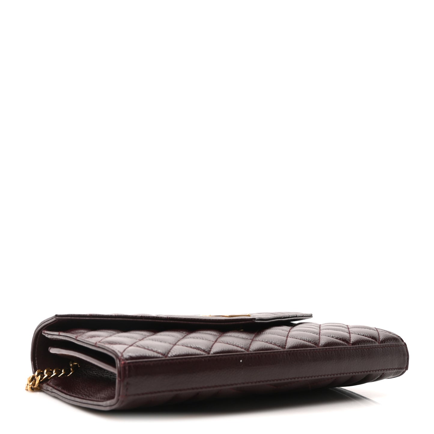 Grained Calfskin Mixed Matelasse Triquilt Monogram Chain Wallet Lava Falls