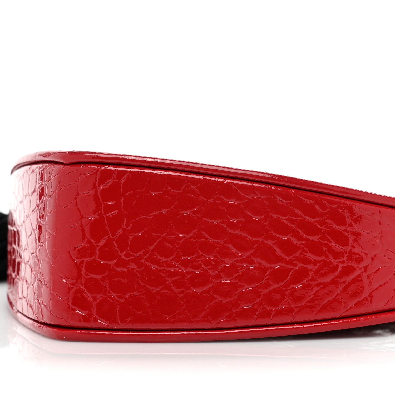 Saint Laurent Patent Crocodile Embossed Sac Coeur Heart Shaped Clutch Red 7 of 8