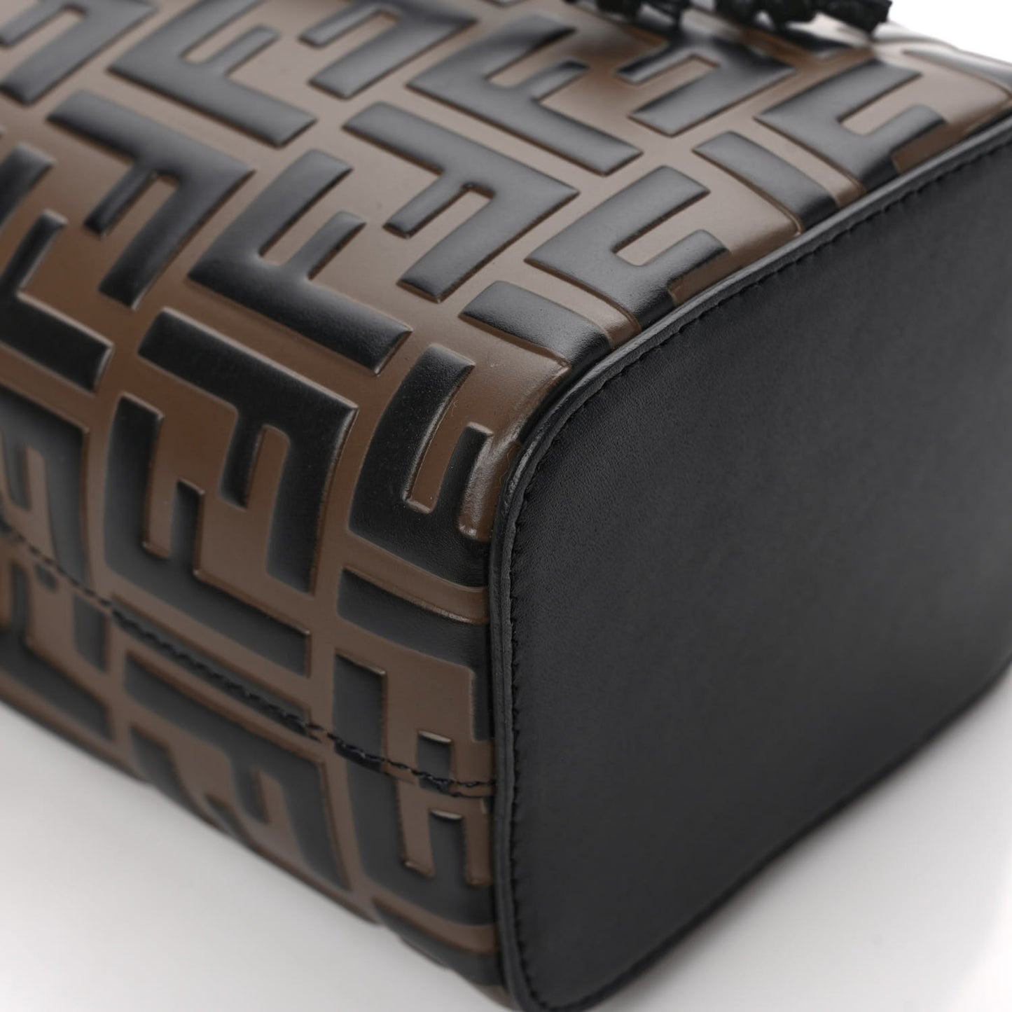 Vitello Liberty F is Fendi Bi-Color FF 1974 Embossed Mini Mon Tresor Bucket Bag Maya Black