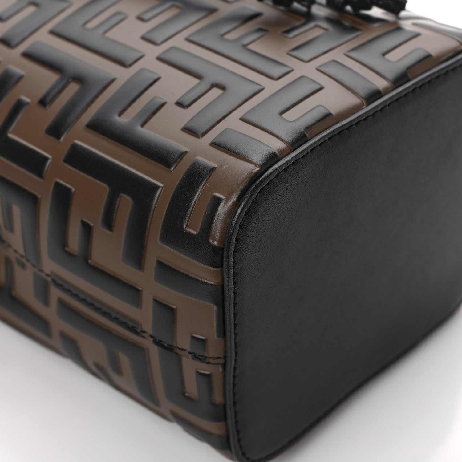 Fendi Vitello Liberty F is Fendi Bi-Color FF 1974 Embossed Mini Mon Tresor Bucket Bag Maya Black 10 of 11