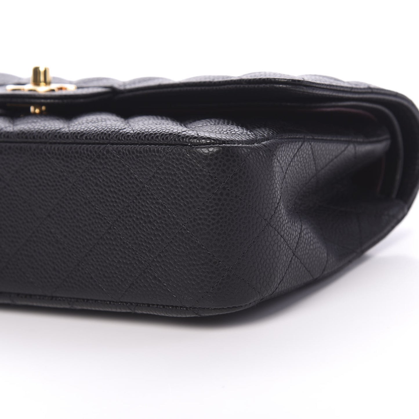 Caviar Quilted Medium Double Flap Black