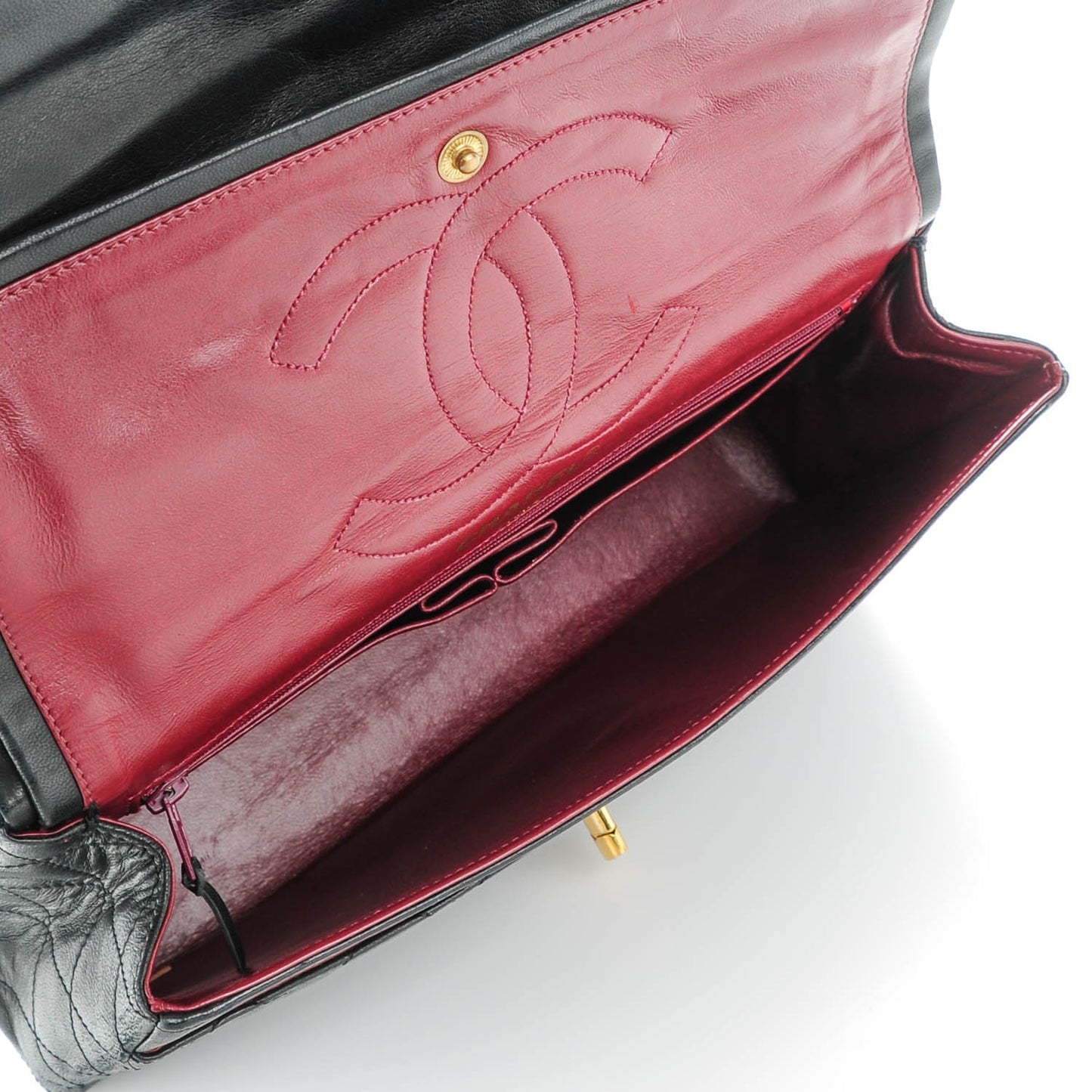 Lambskin Quilted Medium Double Flap Black