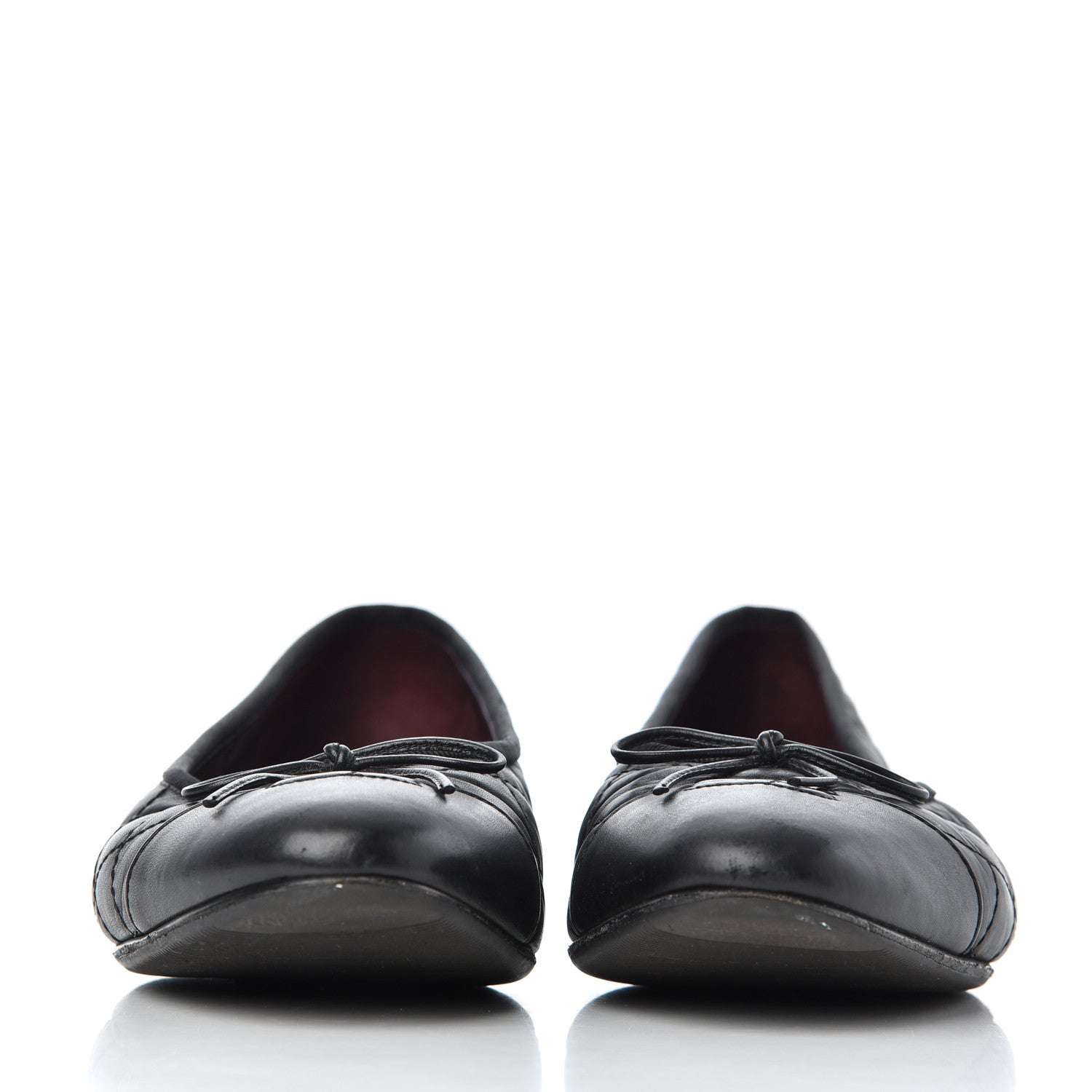 Chanel Aged Calfskin Quilted CC Cap Toe Ballerina Flats 39.5 Black 2 of 21