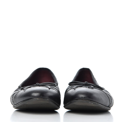 Chanel Aged Calfskin Quilted CC Cap Toe Ballerina Flats 39.5 Black 2 of 21