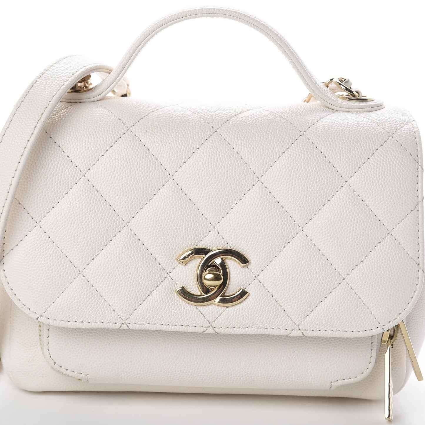 Caviar Quilted Mini Business Affinity Flap White
