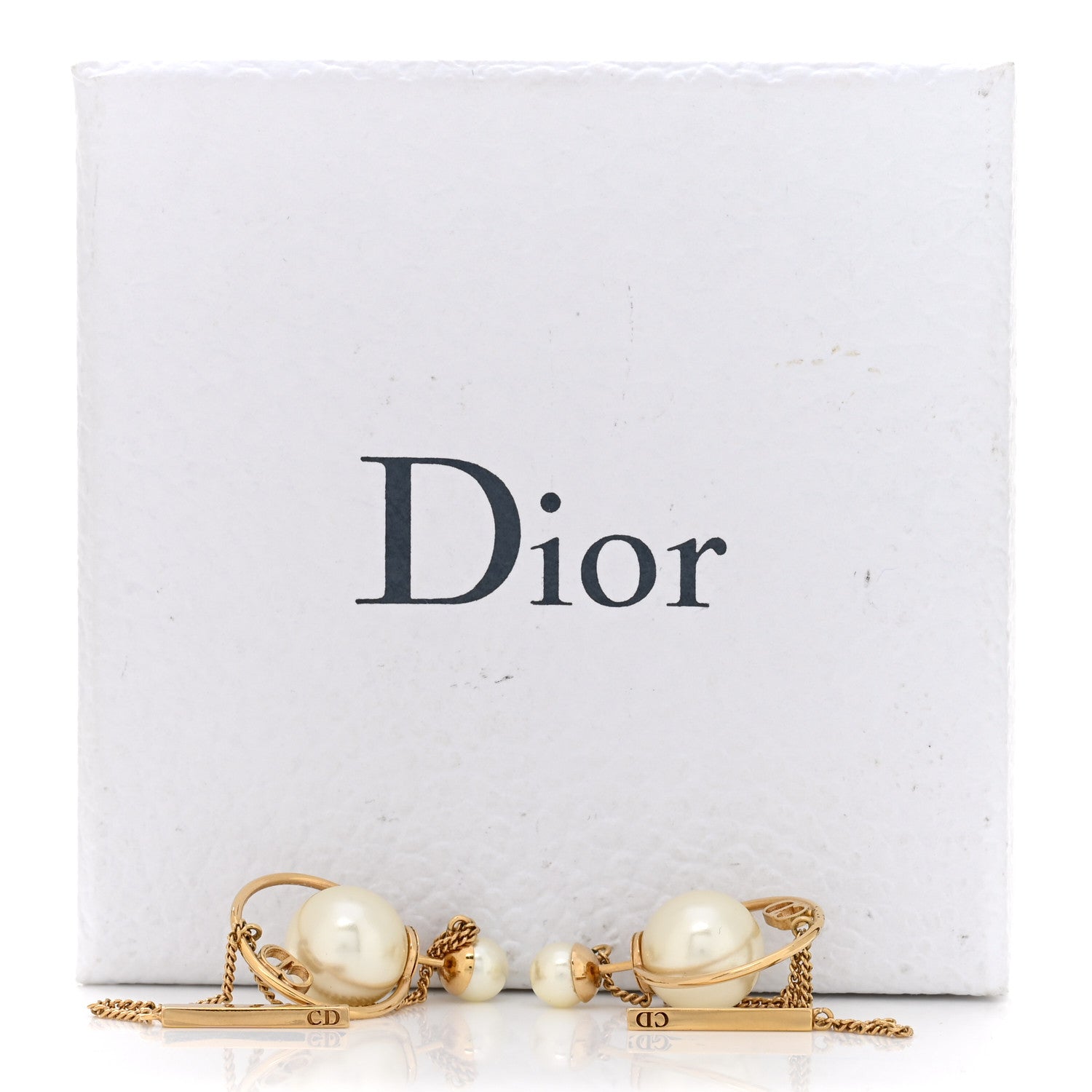 Christian Dior Pearl Tribales Dangle Chain Earrings Gold 5 of 5