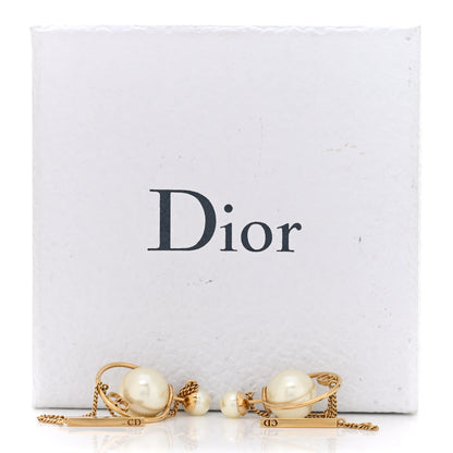 Christian Dior Pearl Tribales Dangle Chain Earrings Gold 5 of 5