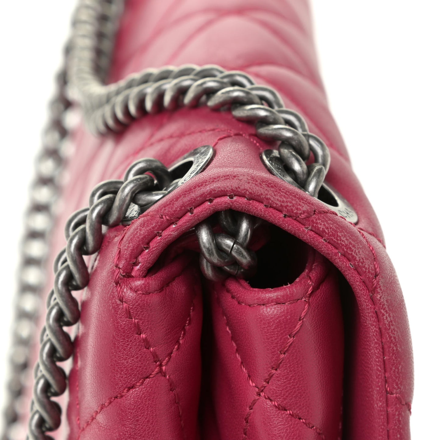 Lambskin Quilted Large Daily Supple Flap Dark Pink