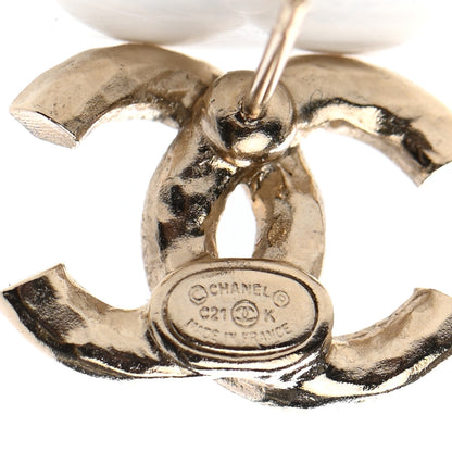 Chanel Textured Metal Crystal CC Earrings Gold 4 of 5