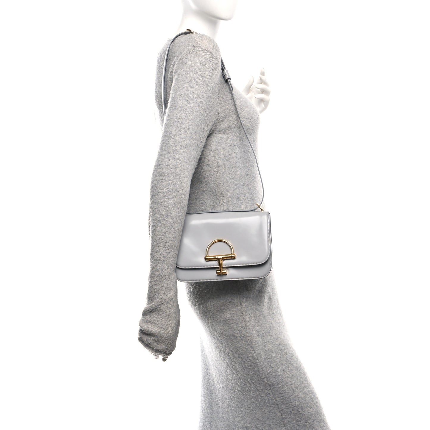 Calfskin Siena Small Shoulder Bag Grey