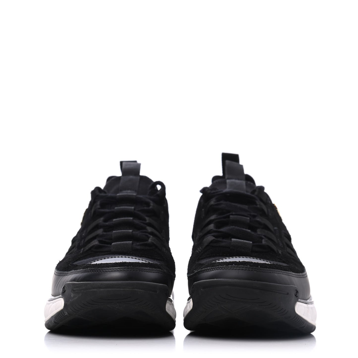 Fabric Calfskin Suede CC Sneakers 39.5 Black